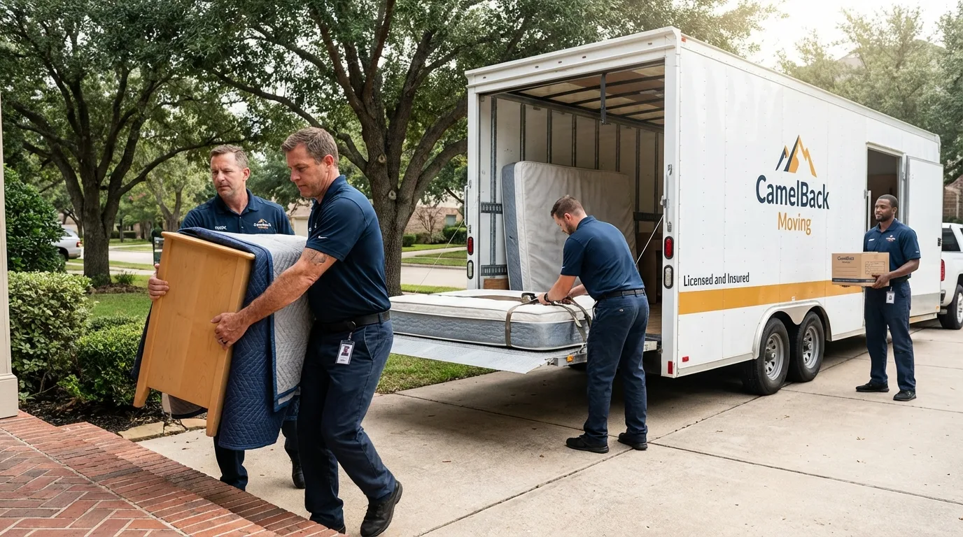 Crew loading residential truck for cross-state move from Castle Hayne, NC