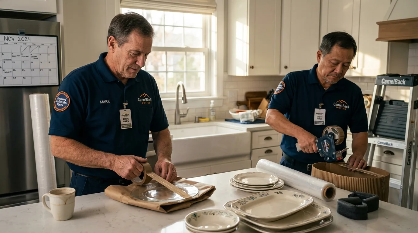Professional crew packing kitchen dishware in Castle Hayne, NC